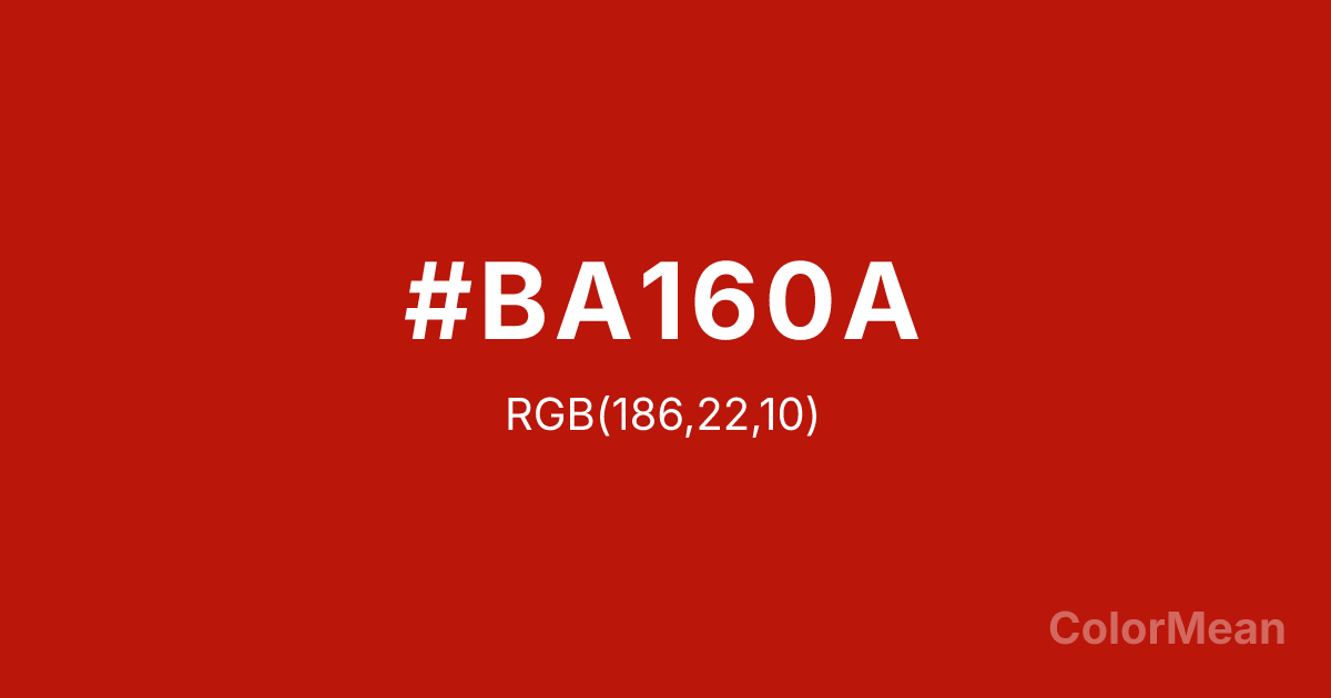 Color swatch image showing #BA160A with RGB(186,22,10) values
