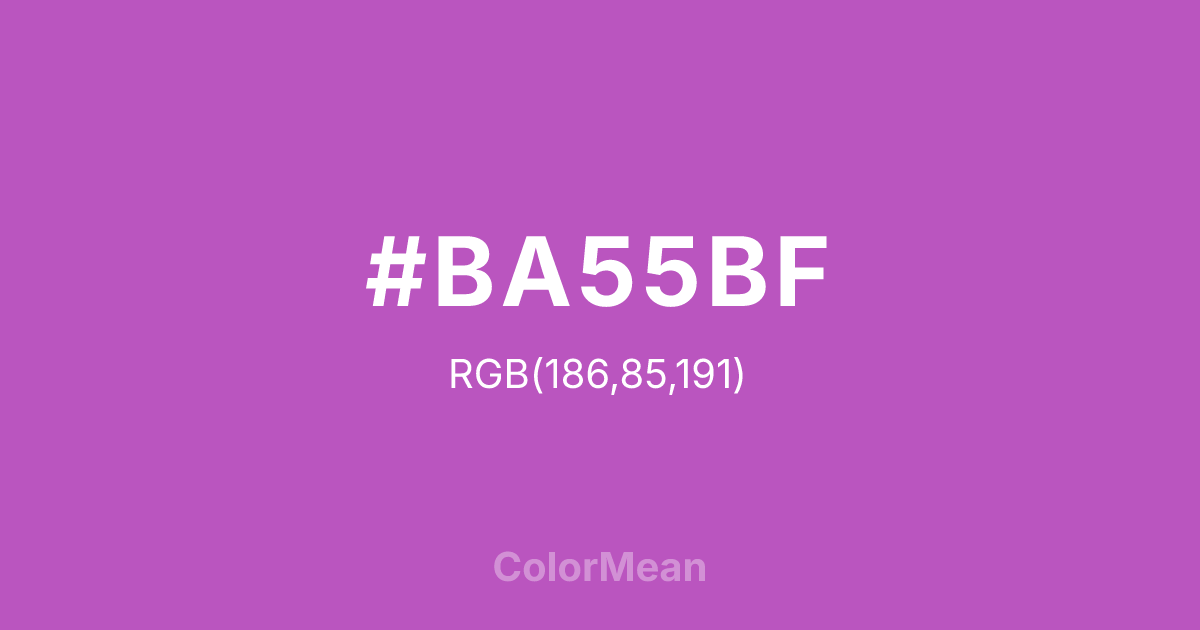 Color swatch image showing #BA55BF with RGB(186,85,191) values