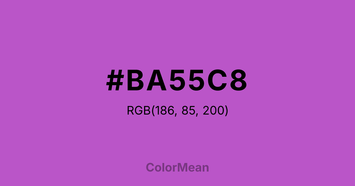 Color swatch image showing #BA55C8 with RGB(186,85,200) values
