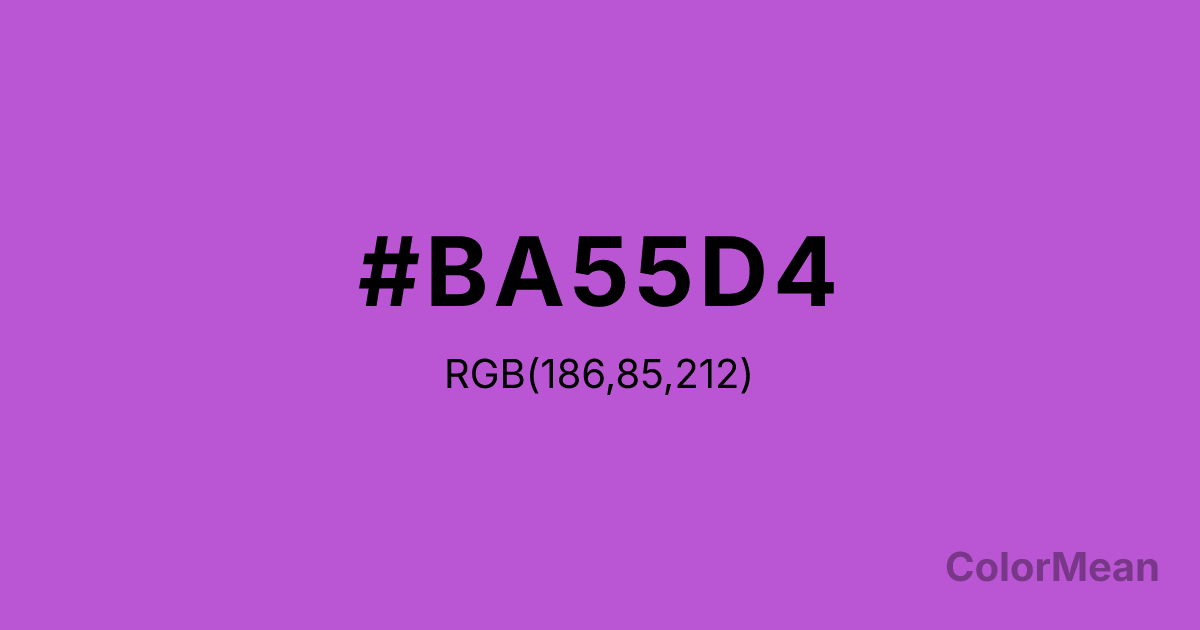 Color swatch image showing #BA55D4 with RGB(186,85,212) values