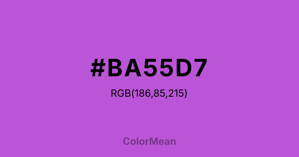 Color swatch image showing #BA55D7 with RGB(186,85,215) values