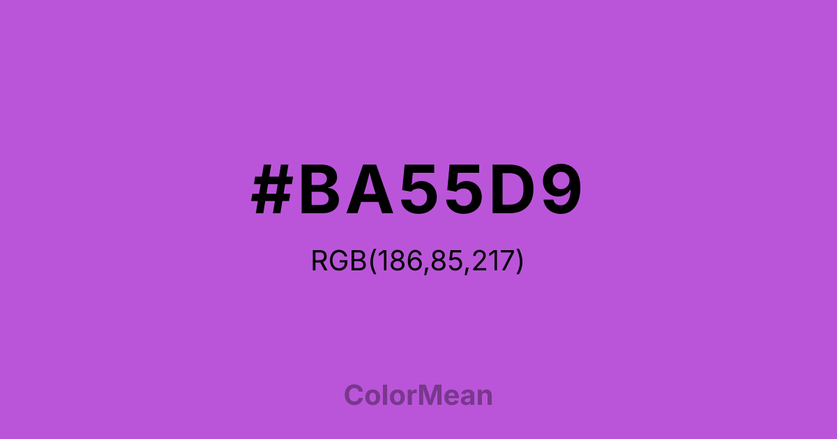 Color swatch image showing #BA55D9 with RGB(186,85,217) values