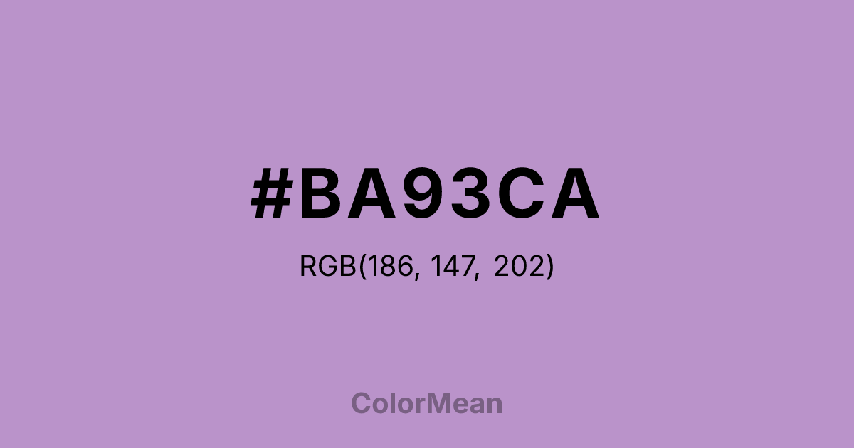 Color swatch image showing #BA93CA with RGB(186,147,202) values
