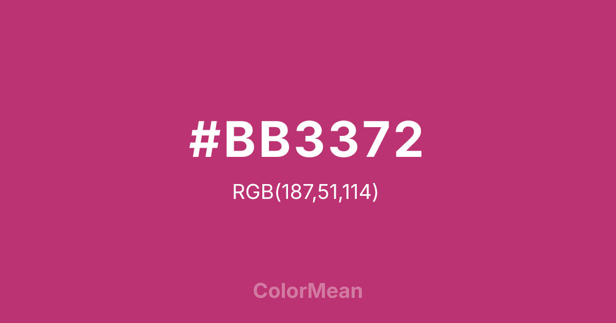 Color swatch image showing #BB3372 with RGB(187,51,114) values