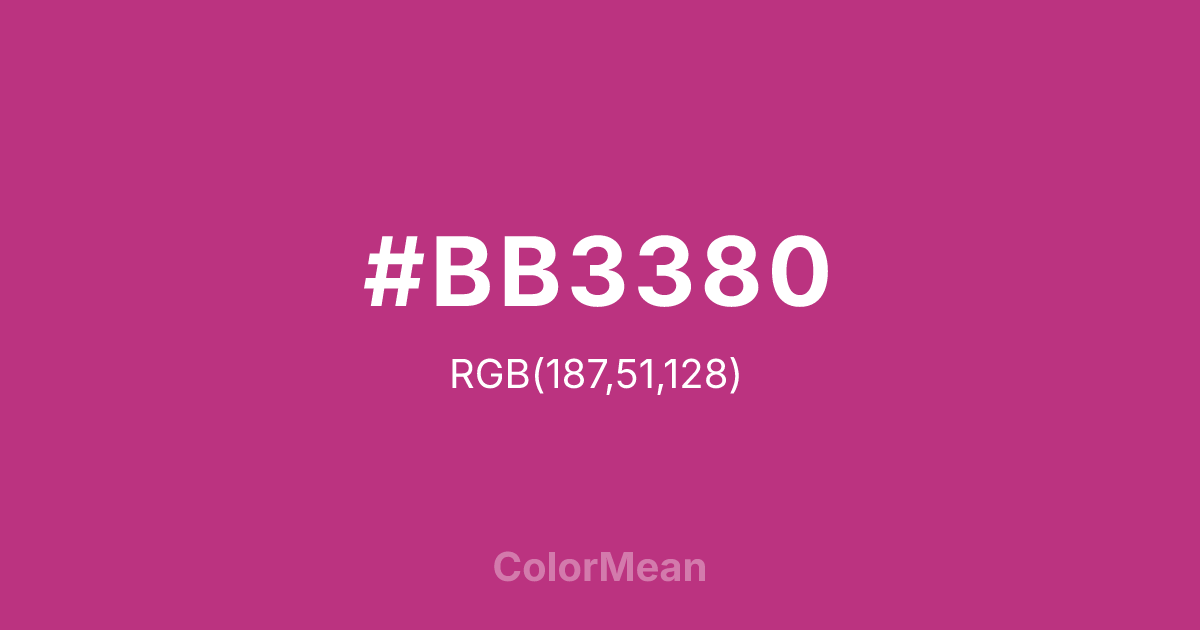 Color swatch image showing #BB3380 with RGB(187,51,128) values