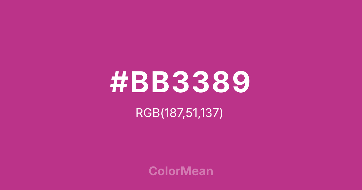 Color swatch image showing #BB3389 with RGB(187,51,137) values