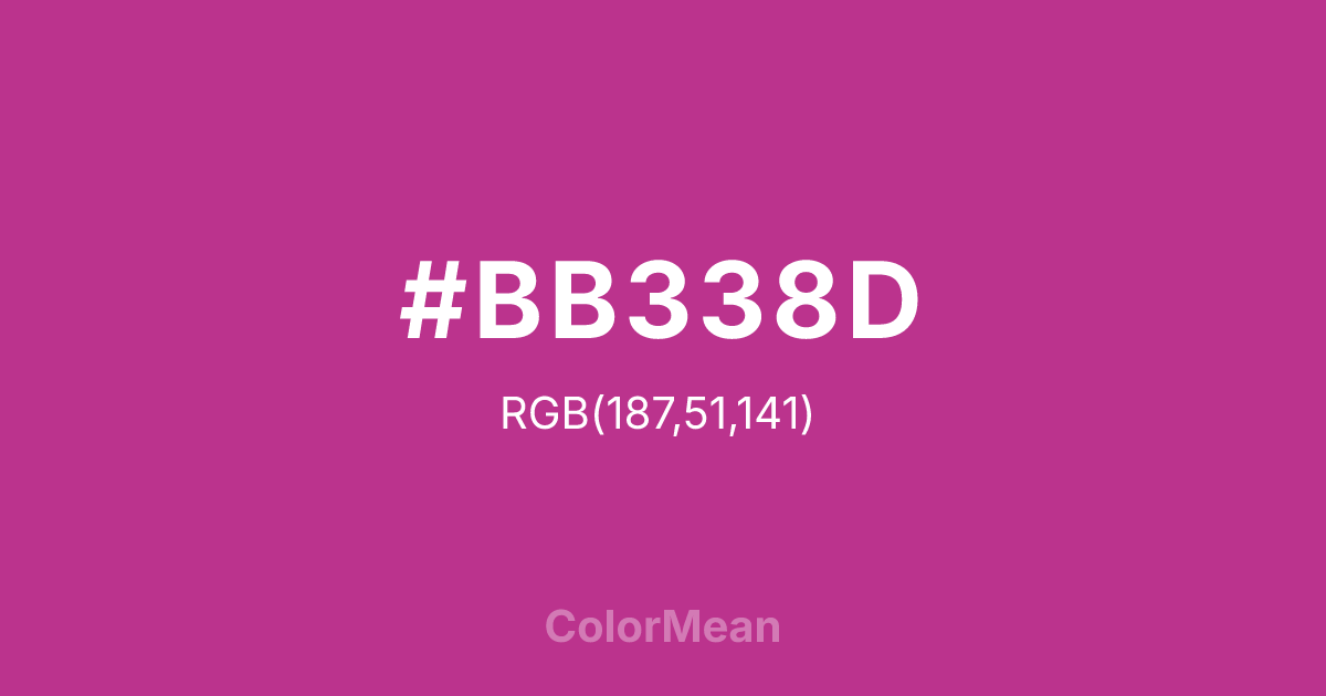 Color swatch image showing #BB338D with RGB(187,51,141) values
