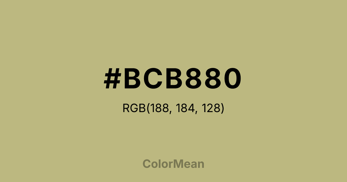 Color swatch image showing #BCB880 with RGB(188,184,128) values