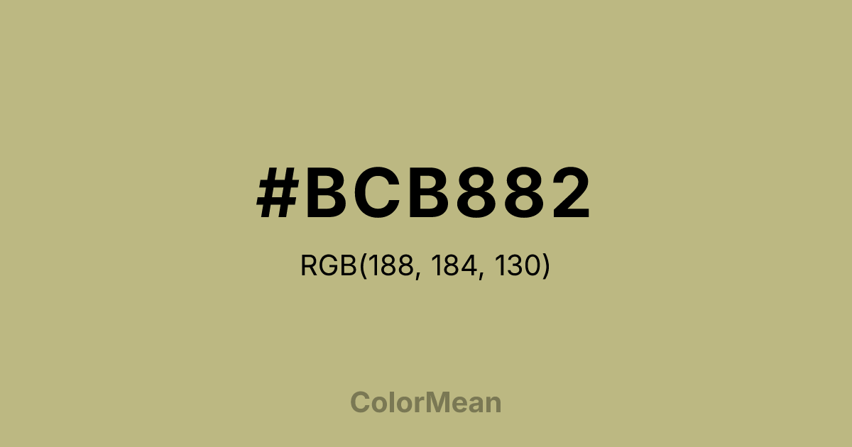 Color swatch image showing #BCB882 with RGB(188,184,130) values