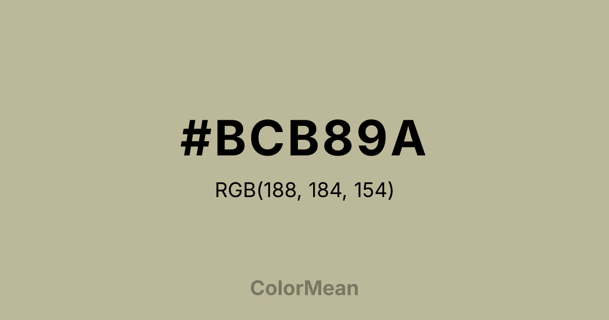 Color swatch image showing #BCB89A with RGB(188,184,154) values