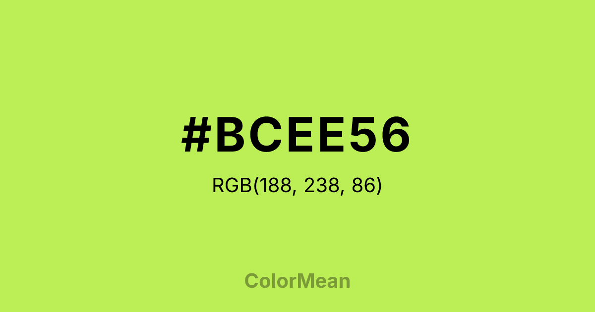 Color swatch image showing #BCEE56 with RGB(188,238,86) values