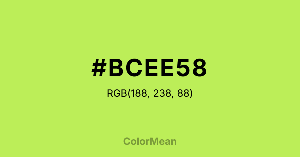 Color swatch image showing #BCEE58 with RGB(188,238,88) values