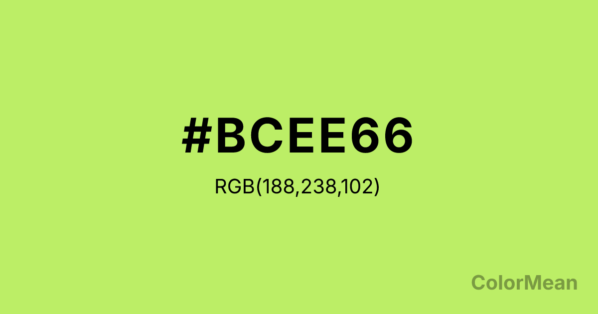 Color swatch image showing #BCEE66 with RGB(188,238,102) values