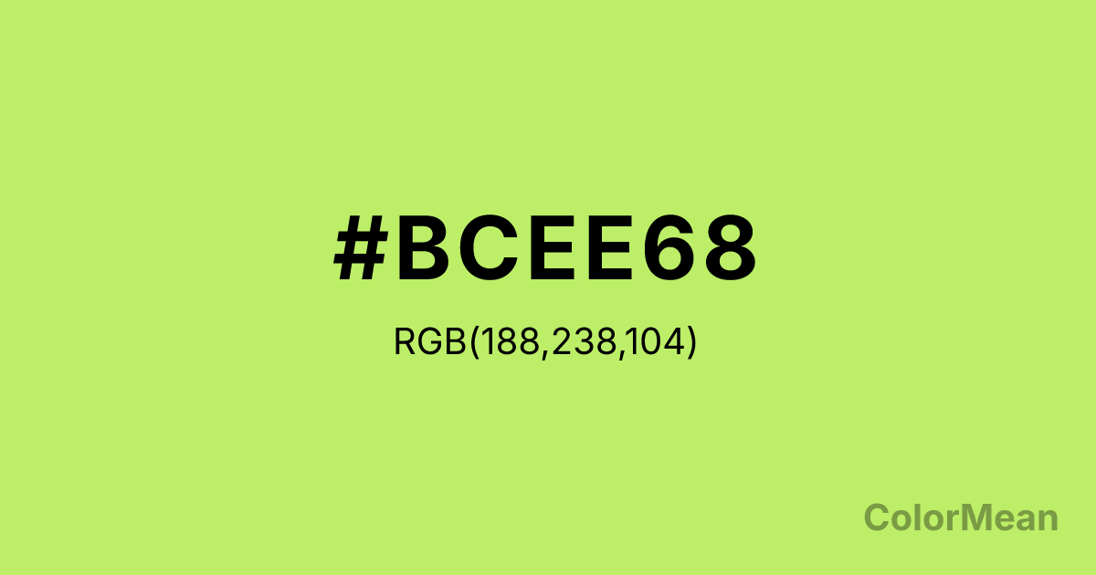 Color swatch image showing DarkOliveGreen2 (#BCEE68) with RGB(188,238,104) values