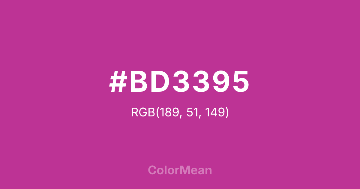 Color swatch image showing #BD3395 with RGB(189,51,149) values