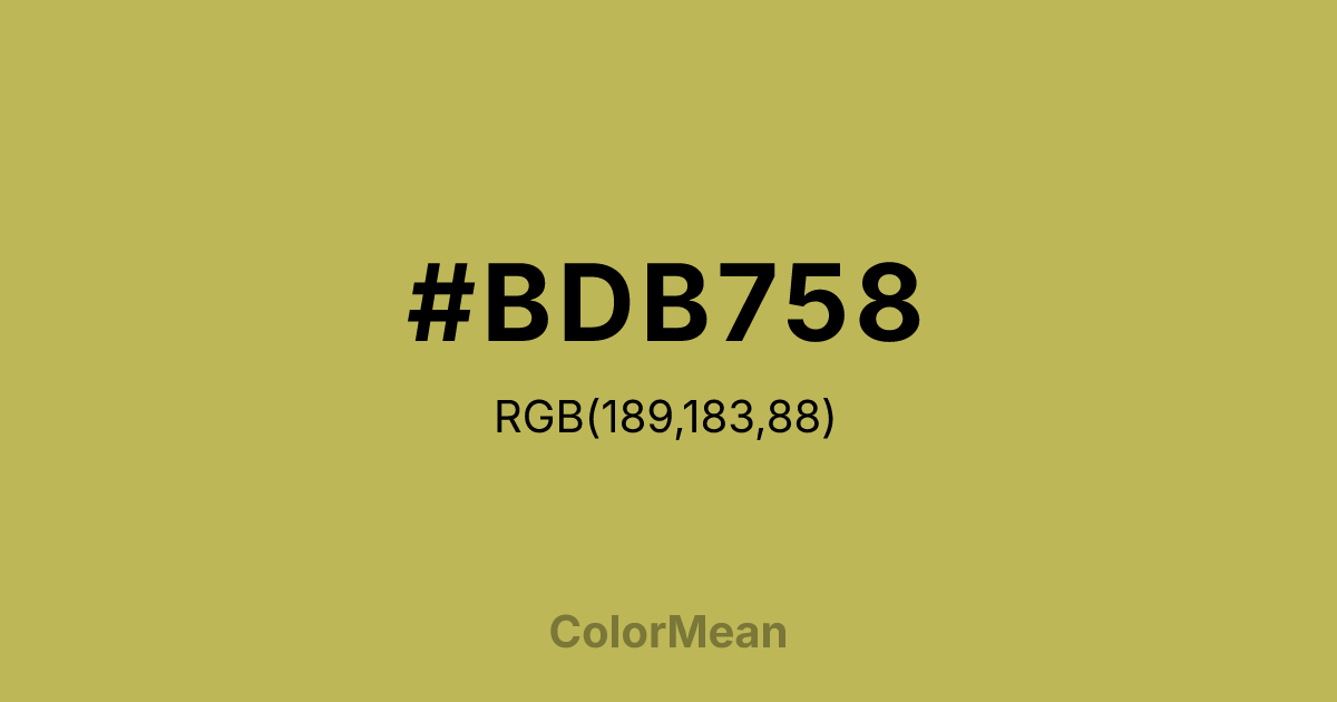 Color swatch image showing #BDB758 with RGB(189,183,88) values
