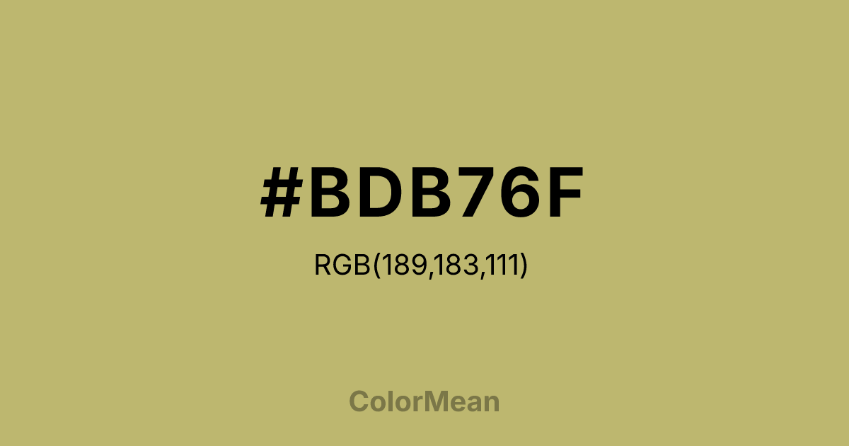 Color swatch image showing #BDB76F with RGB(189,183,111) values