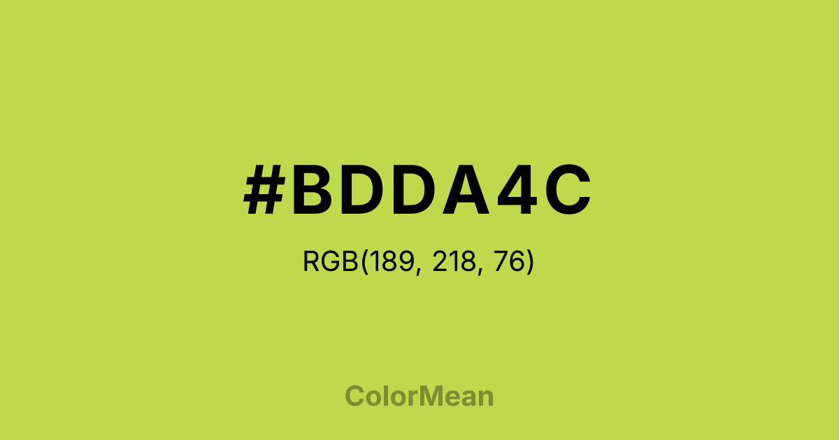 Color swatch image showing #BDDA4C with RGB(189,218,76) values