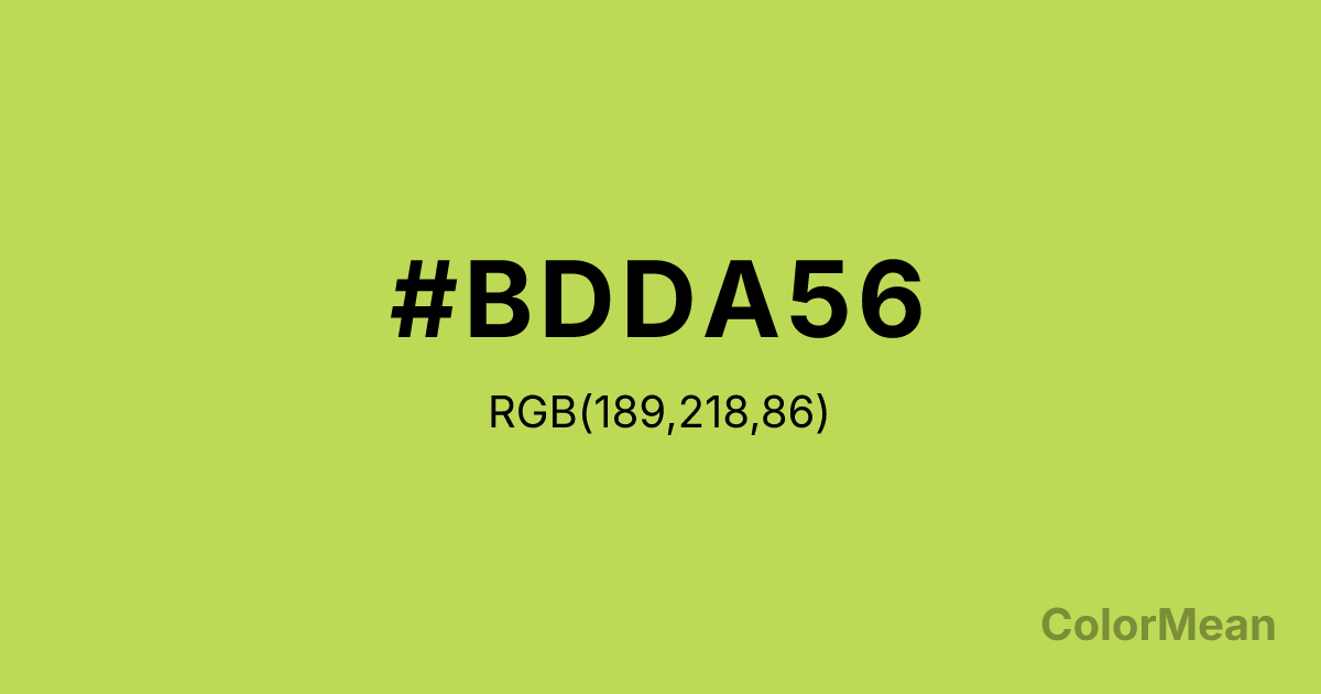 Color swatch image showing #BDDA56 with RGB(189,218,86) values