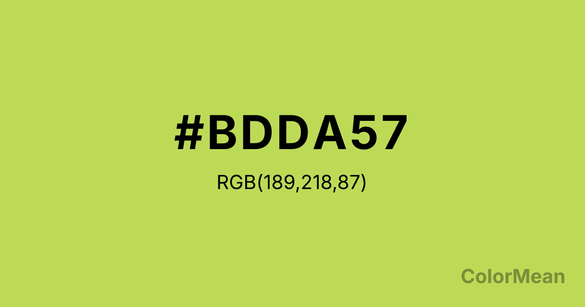 Color swatch image showing June Bud (#BDDA57) with RGB(189,218,87) values