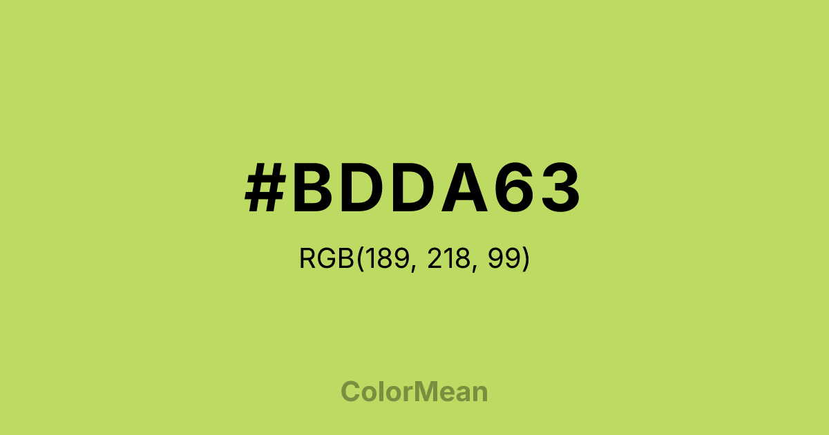Color swatch image showing #BDDA63 with RGB(189,218,99) values