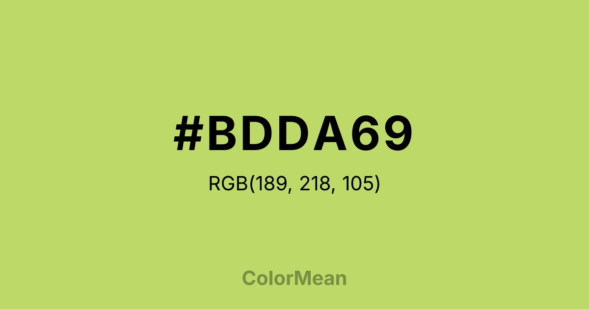 Color swatch image showing #BDDA69 with RGB(189,218,105) values