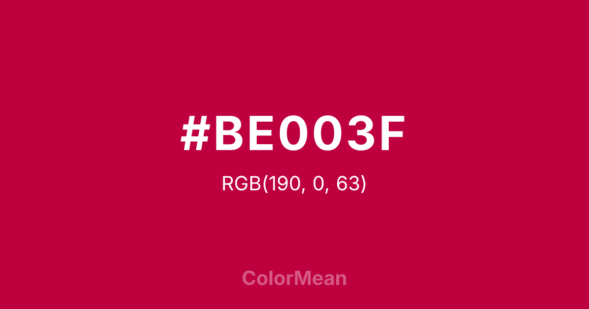 Color swatch image showing #BE003F with RGB(190,0,63) values