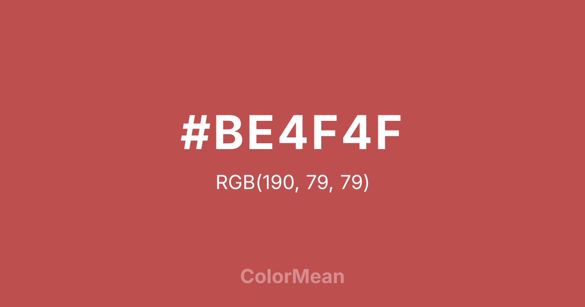 Color swatch image showing #BE4F4F with RGB(190,79,79) values