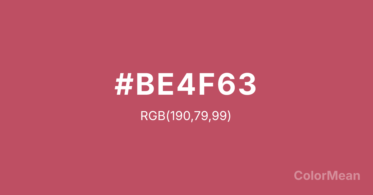 Color swatch image showing #BE4F63 with RGB(190,79,99) values