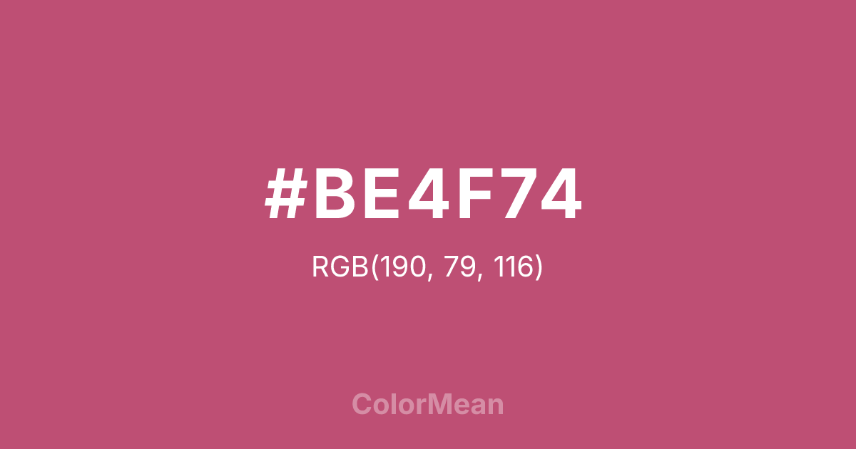 Color swatch image showing #BE4F74 with RGB(190,79,116) values