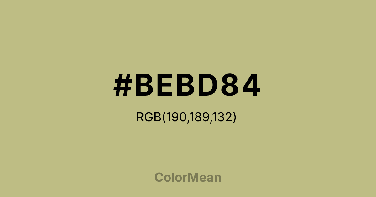 Color swatch image showing #BEBD84 with RGB(190,189,132) values