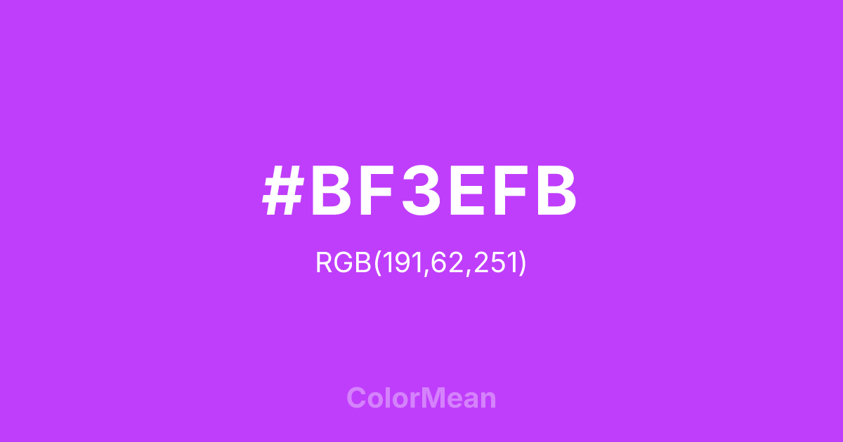 Color swatch image showing #BF3EFB with RGB(191,62,251) values
