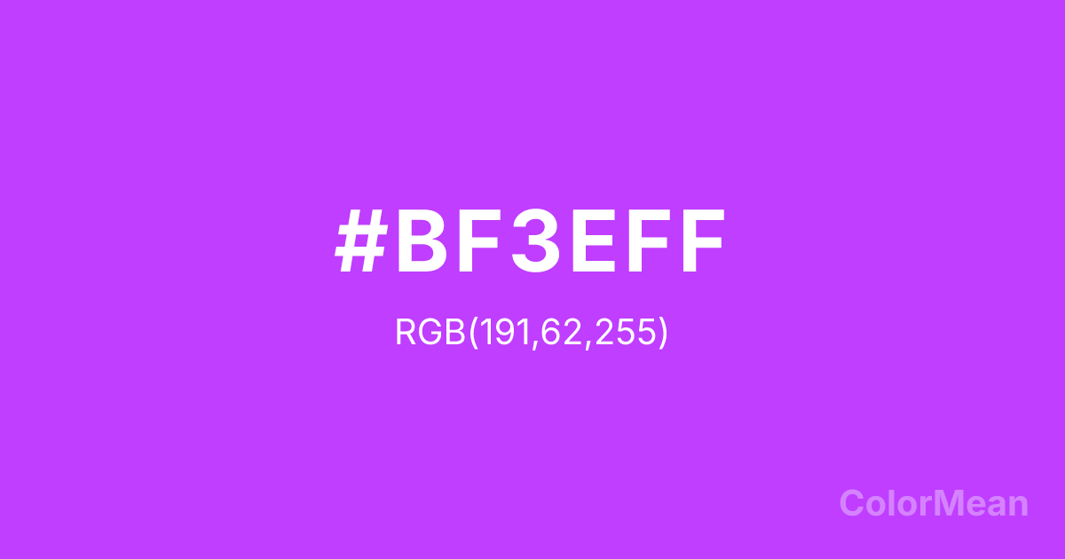 Color swatch image showing DarkOrchid1 (#BF3EFF) with RGB(191,62,255) values