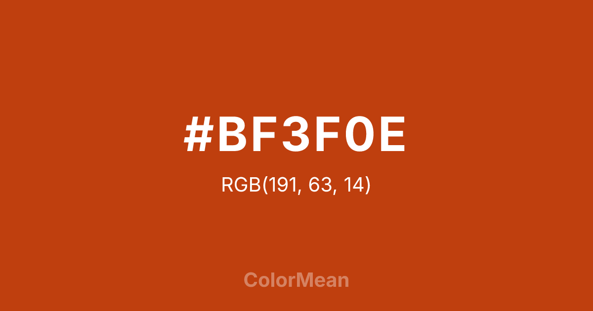 Color swatch image showing #BF3F0E with RGB(191,63,14) values
