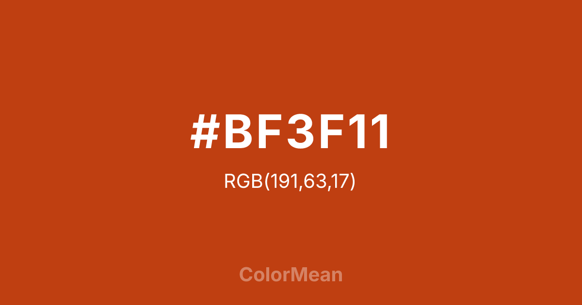 Color swatch image showing #BF3F11 with RGB(191,63,17) values