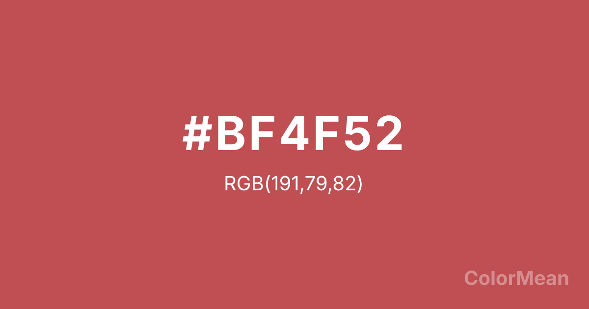 Color swatch image showing #BF4F52 with RGB(191,79,82) values