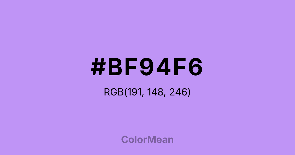 Color swatch image showing #BF94F6 with RGB(191,148,246) values