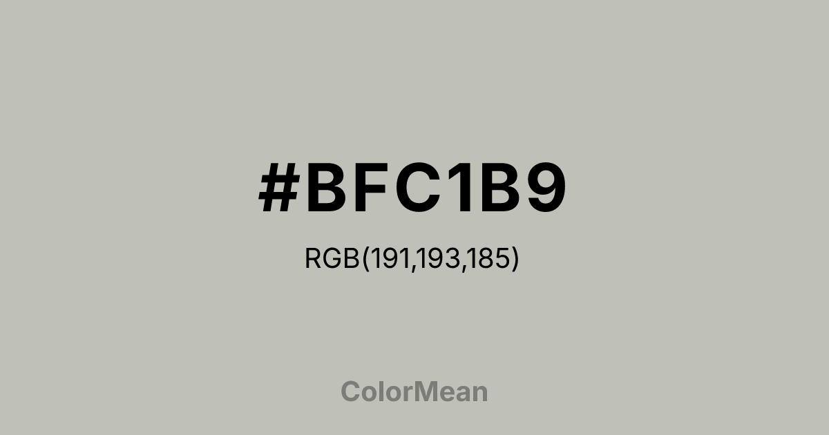 Color swatch image showing #BFC1B9 with RGB(191,193,185) values