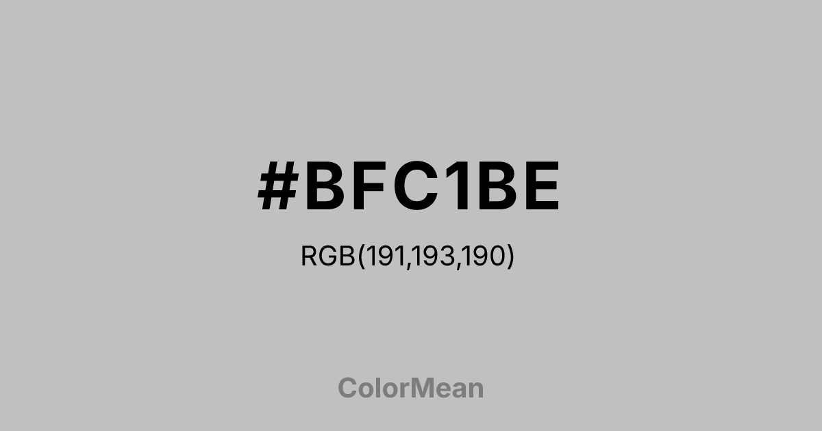 Color swatch image showing #BFC1BE with RGB(191,193,190) values