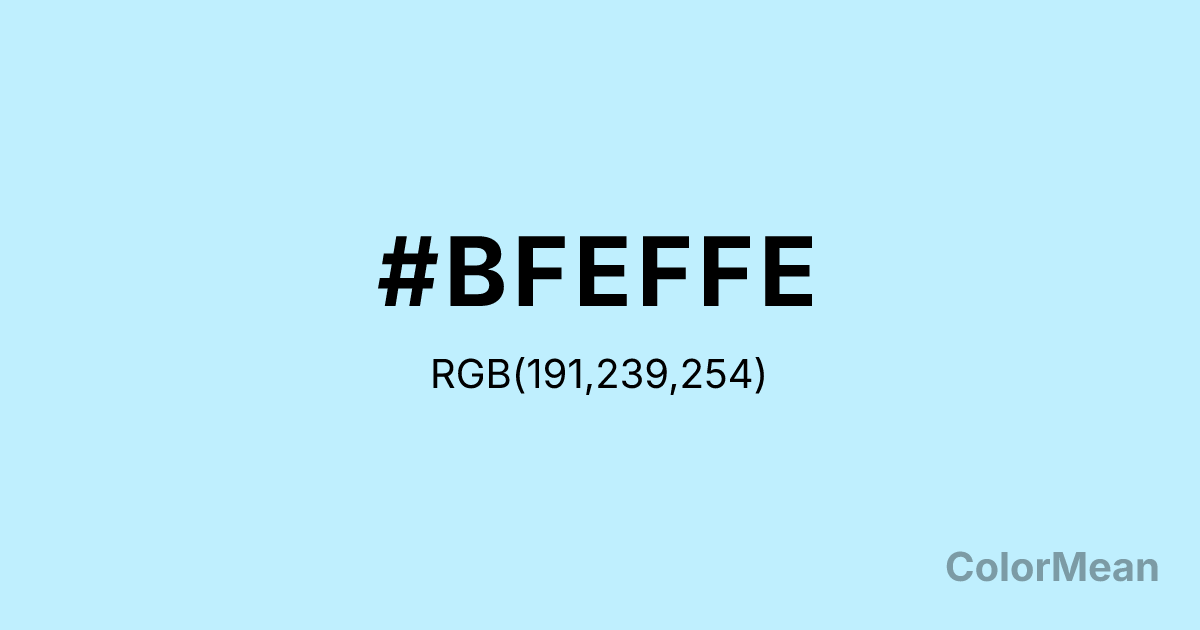 Color swatch image showing #BFEFFE with RGB(191,239,254) values