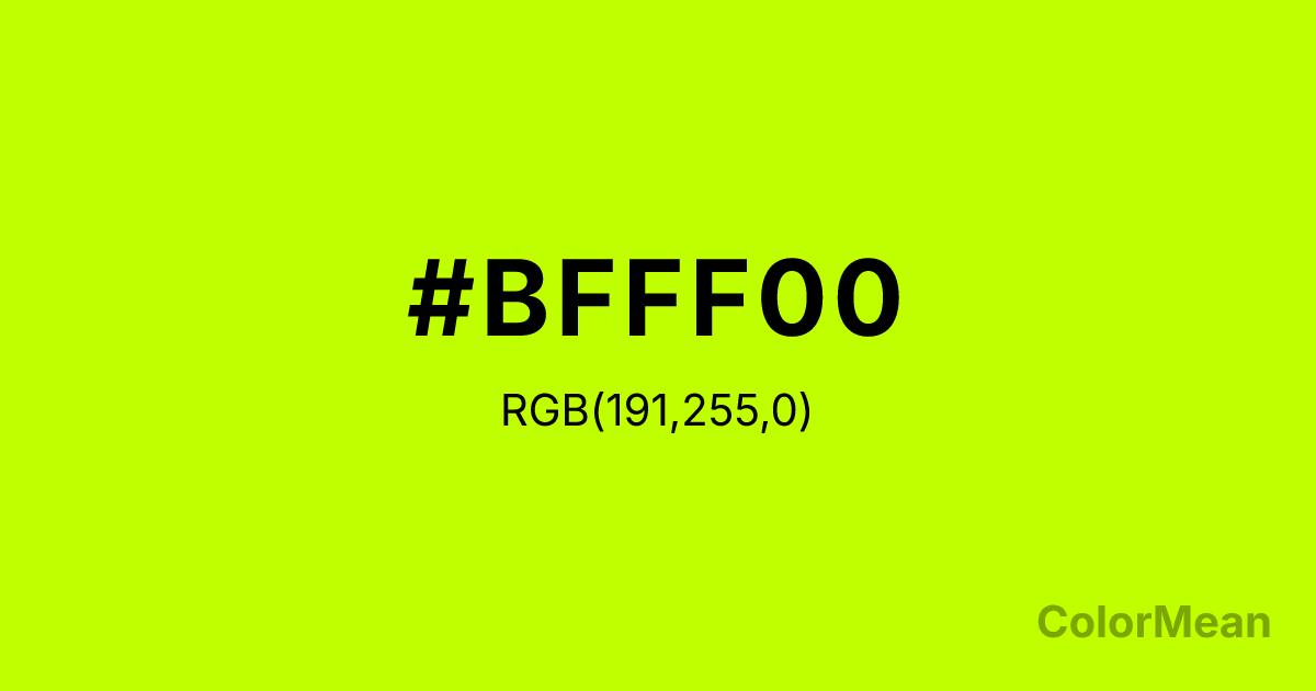 Color swatch image showing Lime 2 (#BFFF00) with RGB(191,255,0) values