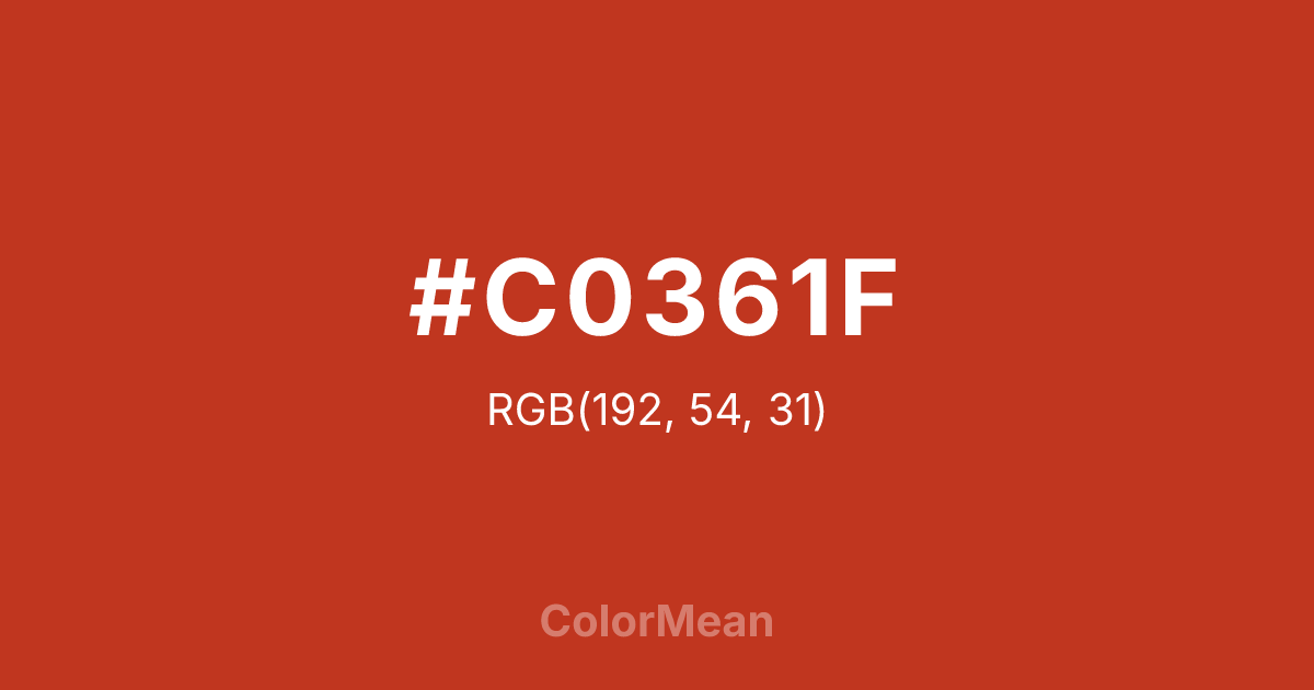 Color swatch image showing #C0361F with RGB(192,54,31) values
