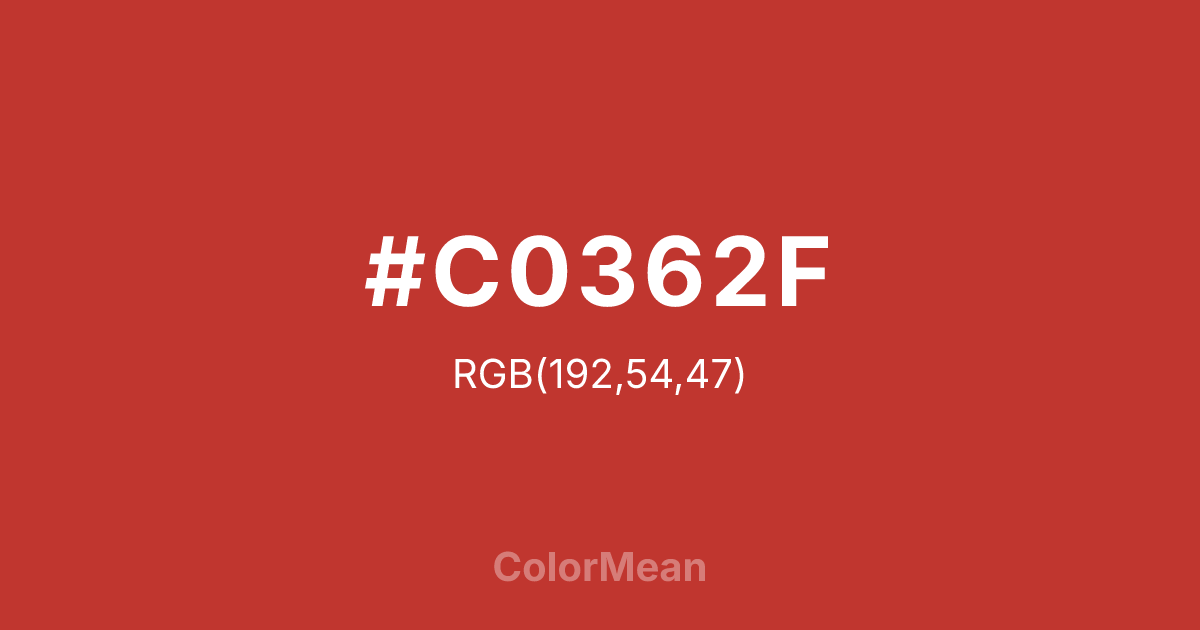 Color swatch image showing #C0362F with RGB(192,54,47) values