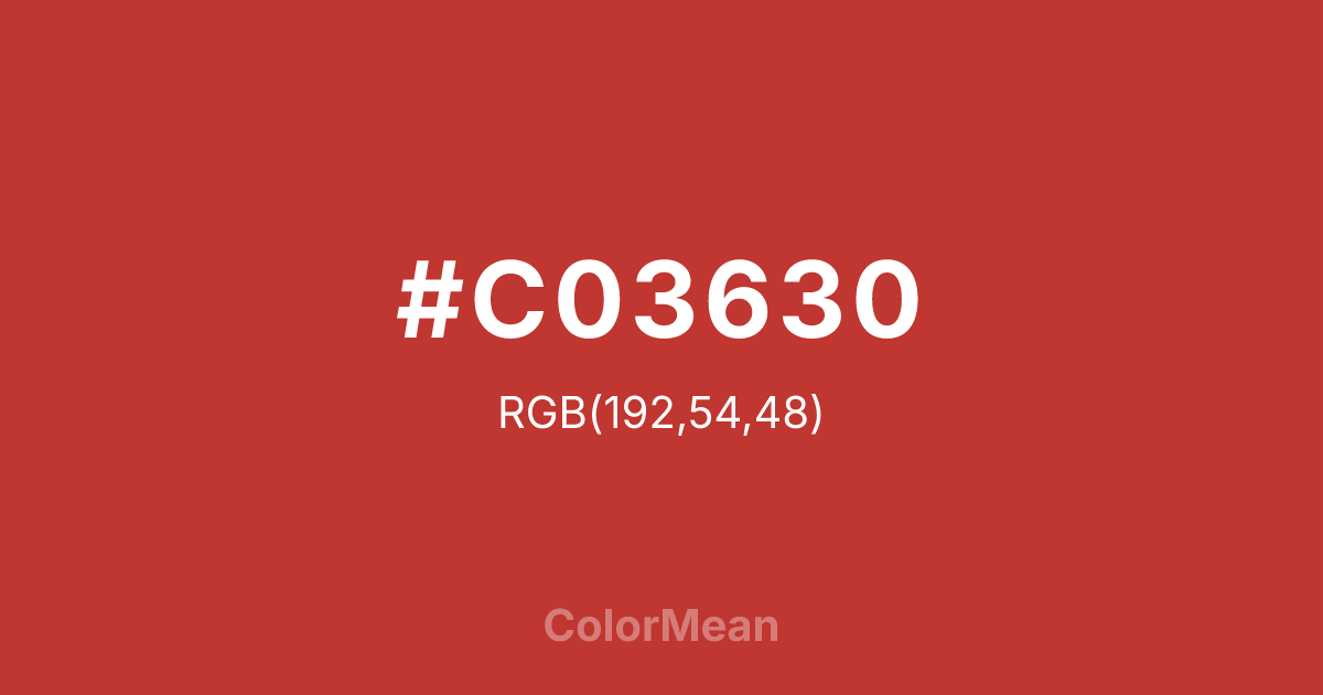 Color swatch image showing #C03630 with RGB(192,54,48) values