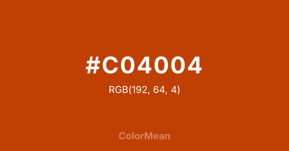Color swatch image showing #C04004 with RGB(192,64,4) values