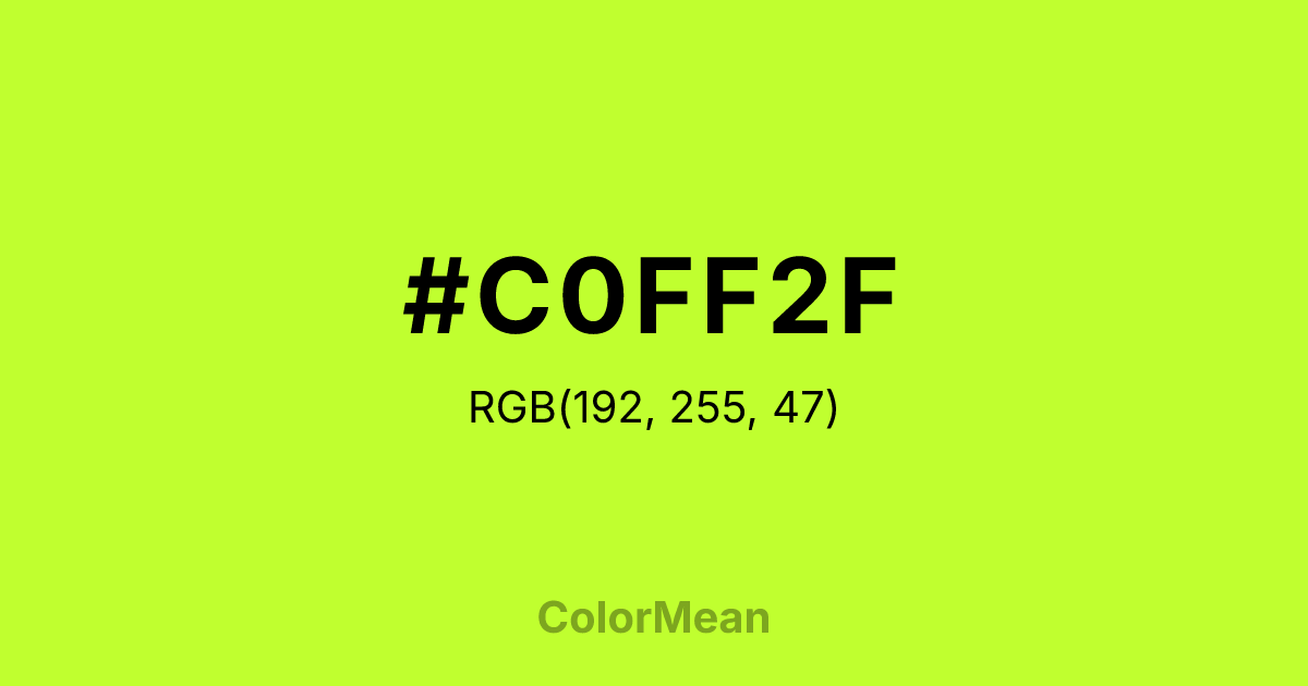 Color swatch image showing #C0FF2F with RGB(192,255,47) values