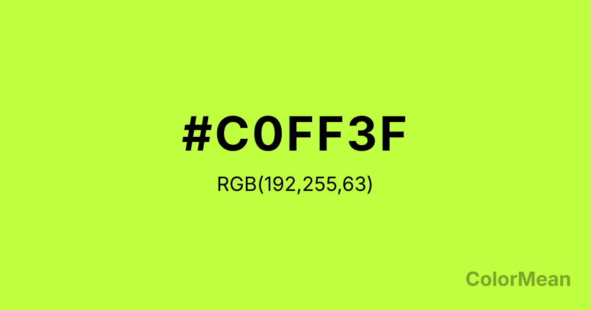 Color swatch image showing #C0FF3F with RGB(192,255,63) values
