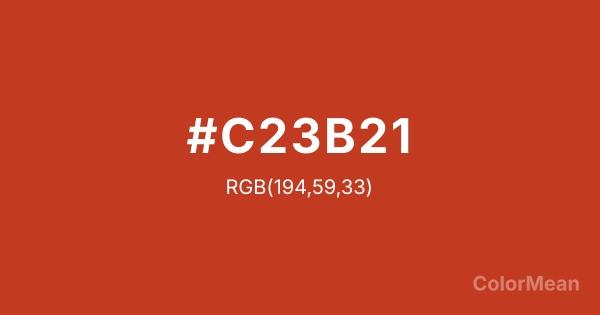 Color swatch image showing #C23B21 with RGB(194,59,33) values