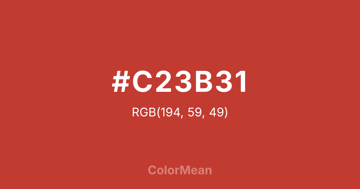 Color swatch image showing #C23B31 with RGB(194,59,49) values