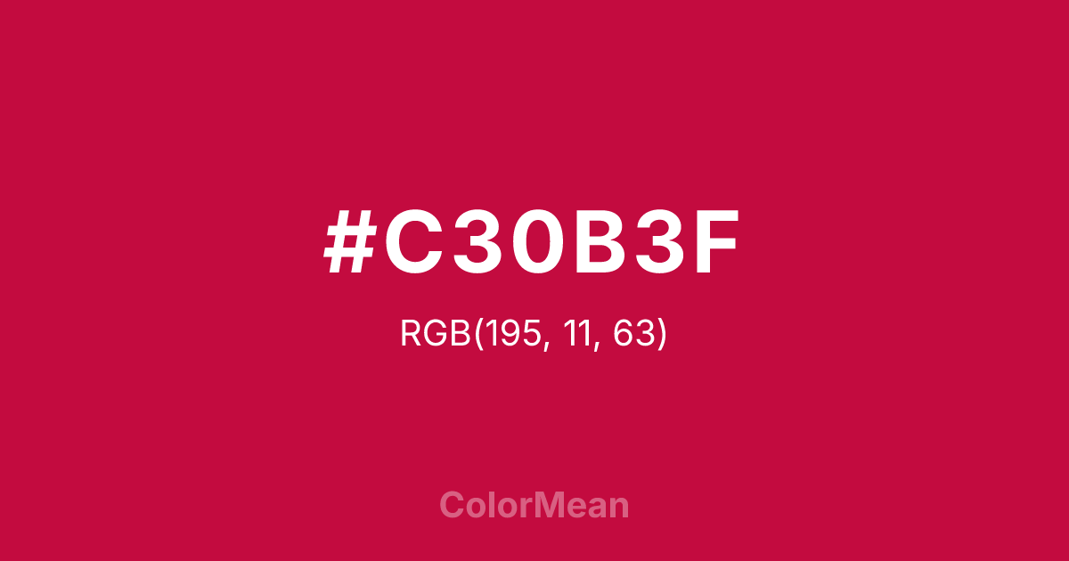 Color swatch image showing #C30B3F with RGB(195,11,63) values